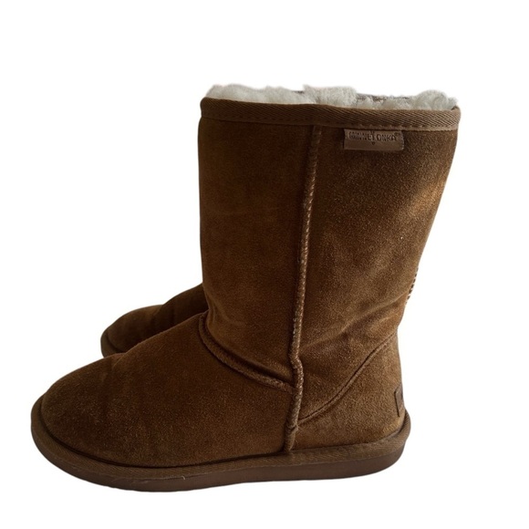 Minnetonka Genuine Sheepskin leather Women Olympia Short Boots Golden Tan size 8 - Picture 10 of 15